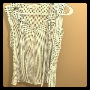 XS White and Black Polkadot sleeveless top
